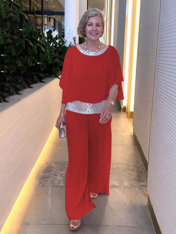 🔥This week's hot sale🔥Sequined Colorblock Elegant Two-piece Set