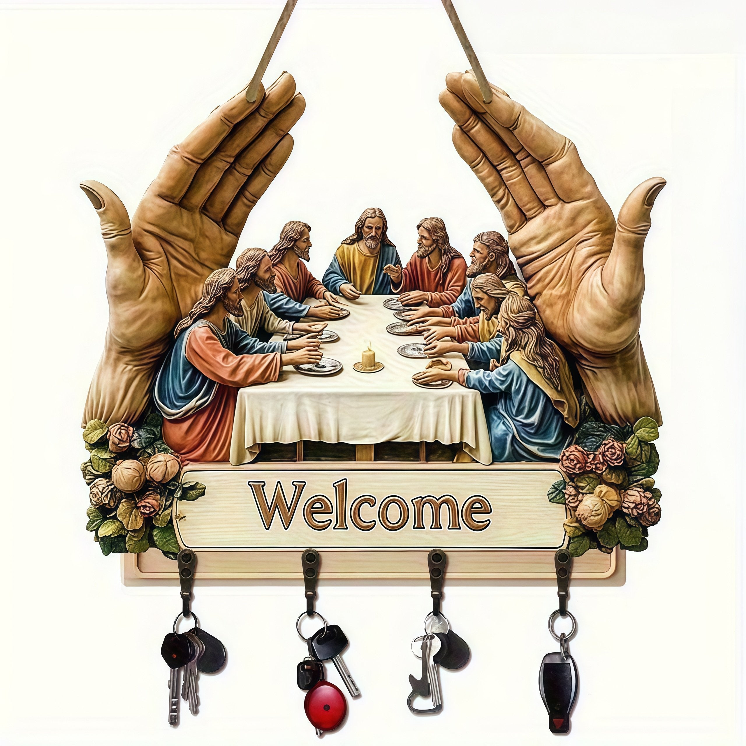 🔥This week's hot sale🔥 2D Jesus and Disciples Wall Art Keychain