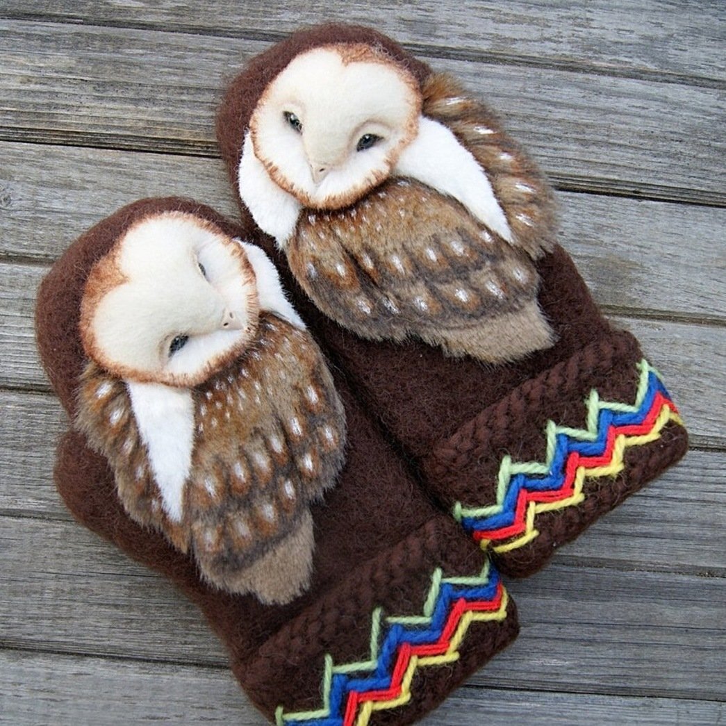 🔥This week's hot sale🔥 Hand Knitted Wool Nordic Mittens with Owls