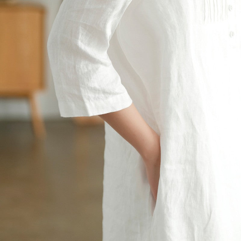 🔥This week's hot sale🔥Women's Cotton Linen V-Neck Half Sleeve Dress