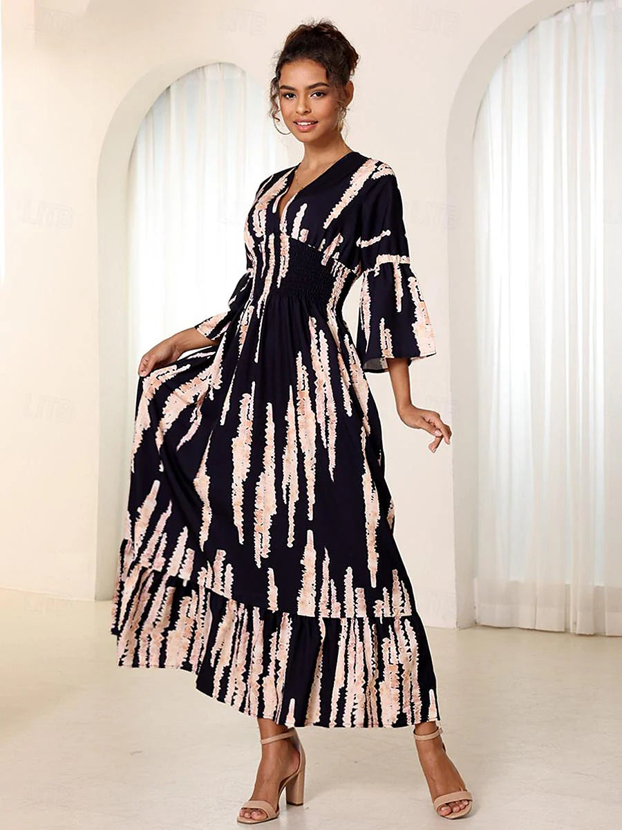 🔥This week's hot sale🔥V-neck tie-dye print dress